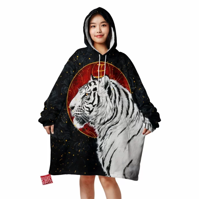 White Tiger Blanket Hoodie