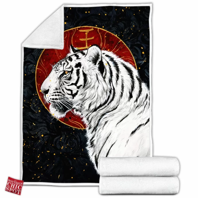 White Tiger Fleece Blanket