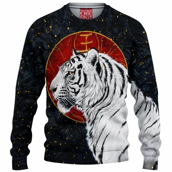 White Tiger Knitted Sweater