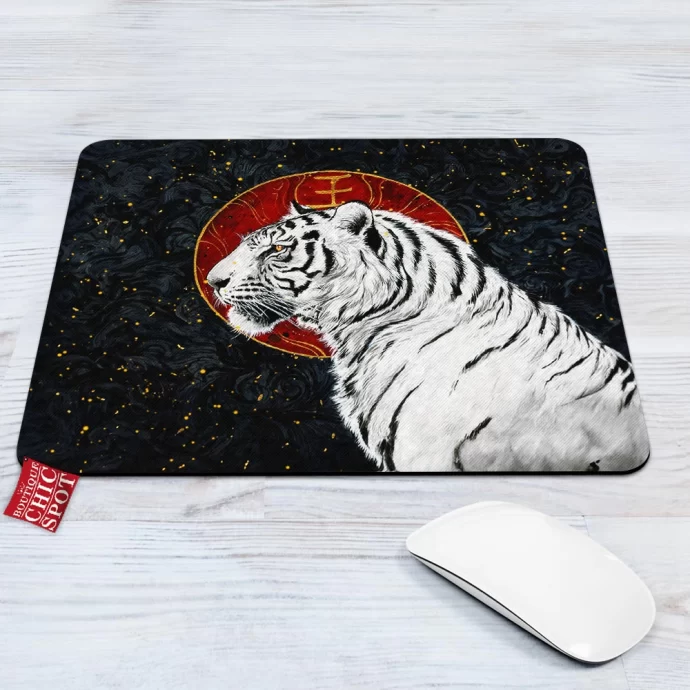 White Tiger Mouse Pad