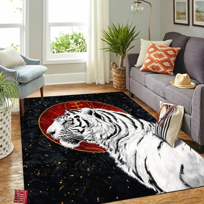 White Tiger Rectangle Rug