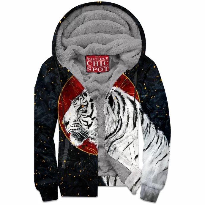 White Tiger Zip Fleece Hoodie