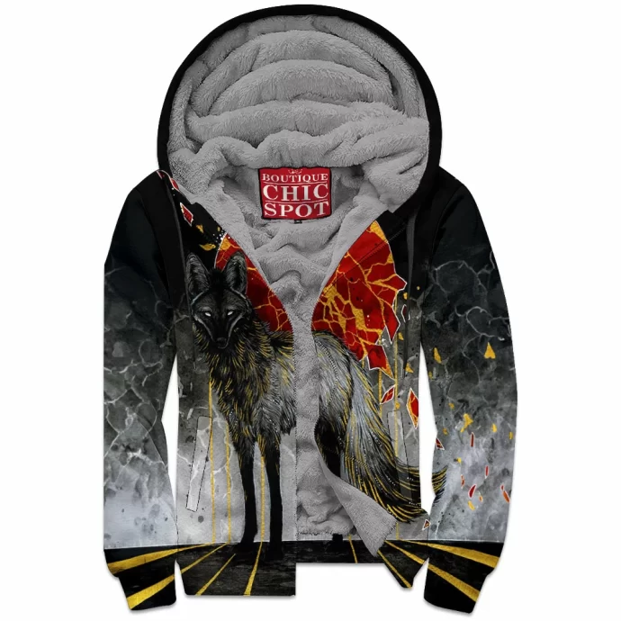 Wolf Zip Fleece Hoodie