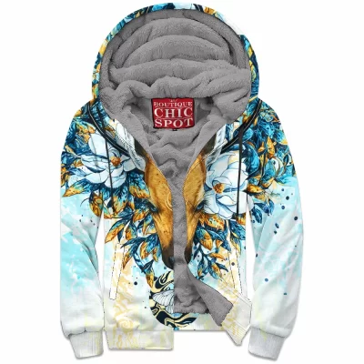 Deer Zip-Fleece-Hoodie
