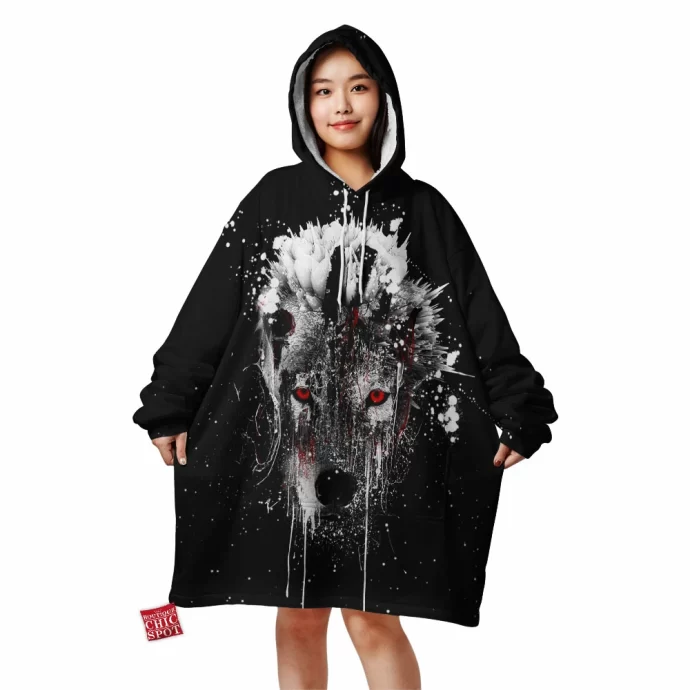 Watercolor Wolf Blanket Hoodie