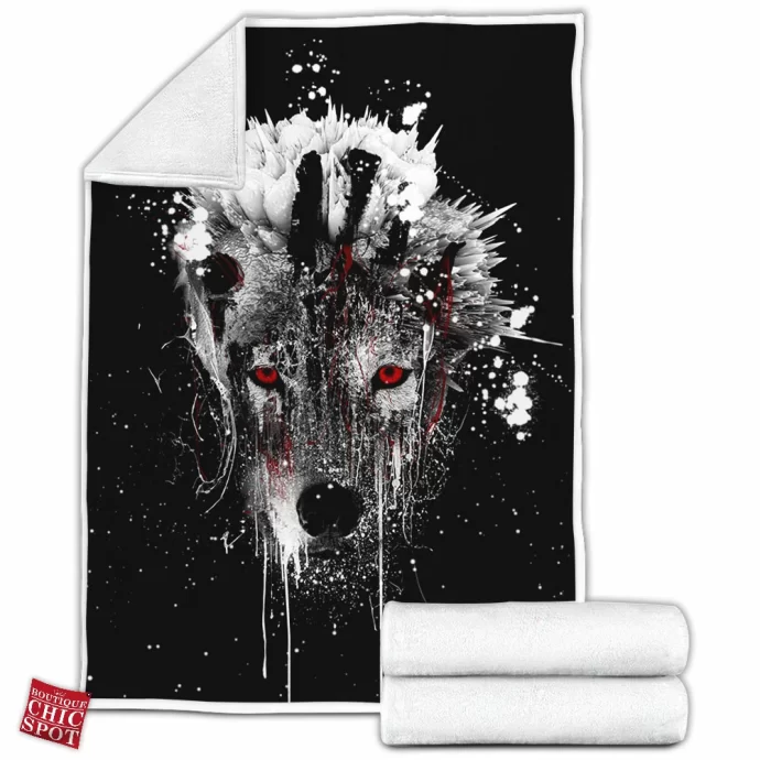 Watercolor Wolf Fleece Blanket