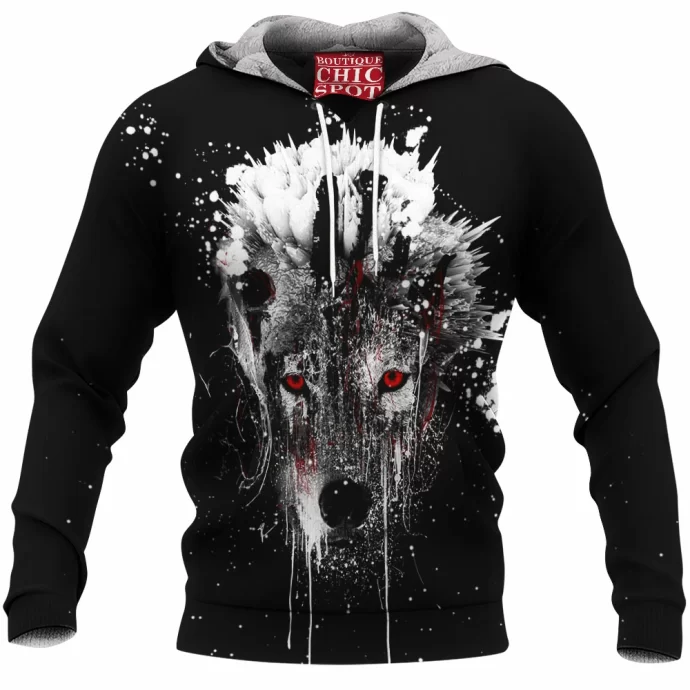 Watercolor Wolf Fleece Hoodie