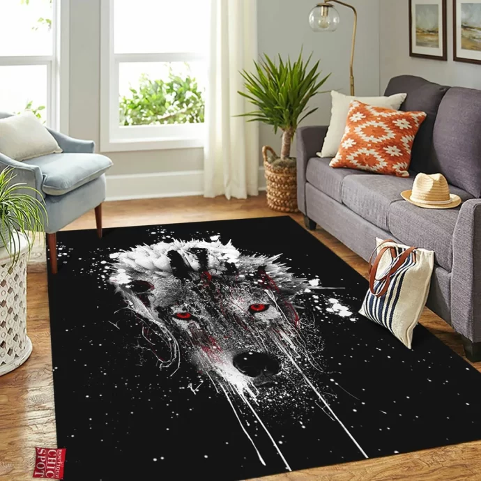 Watercolor Wolf Rectangle Rug