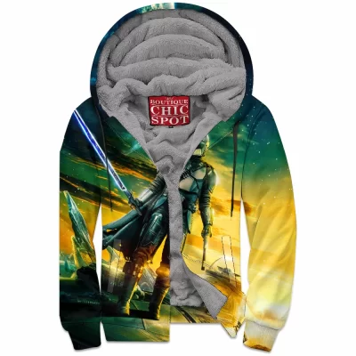 The Mandalorian Zip-Fleece-Hoodie, Sci-Fi Zip-Fleece-Hoodie, Star Wars Zip-Fleece-Hoodie
