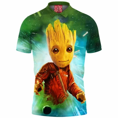 Comic Polo Shirt, Groot Polo Shirt, Guardians of The Galaxy Polo Shirt