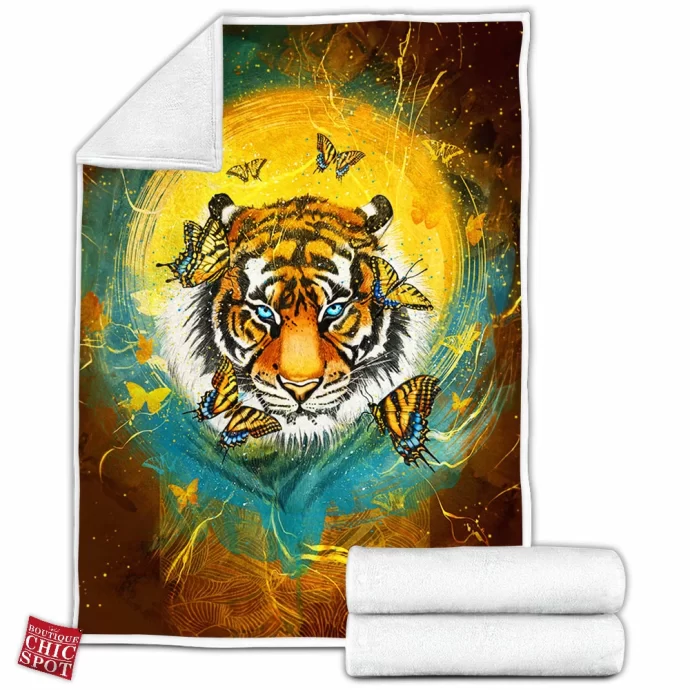 Tiger Butterfly Fleece Blanket