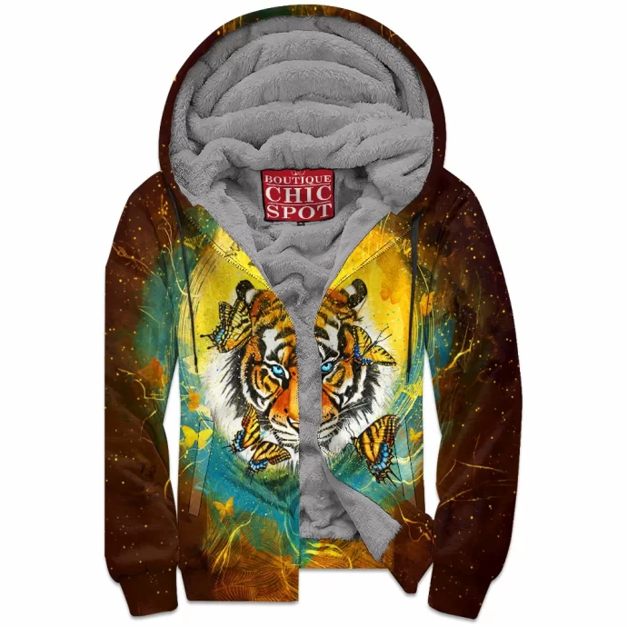 Tiger Butterfly Zip Fleece Hoodie