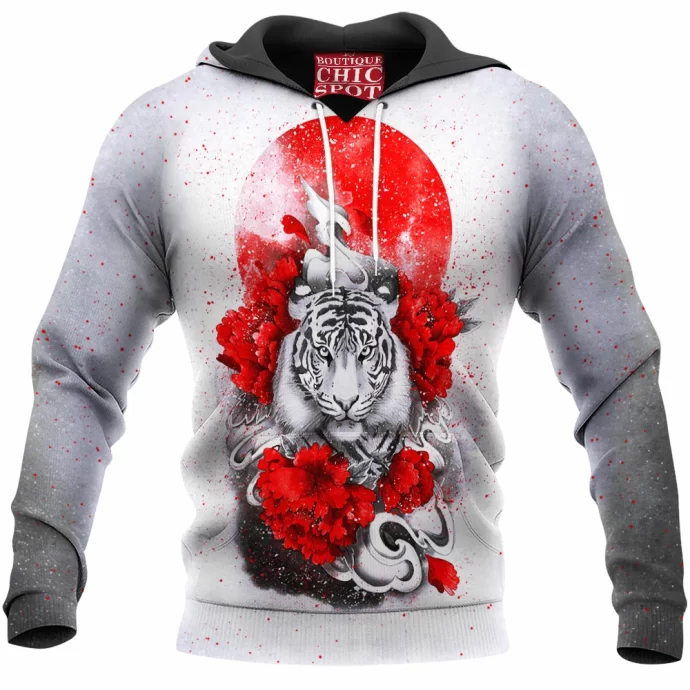 White Tiger Red Sun Hoodie