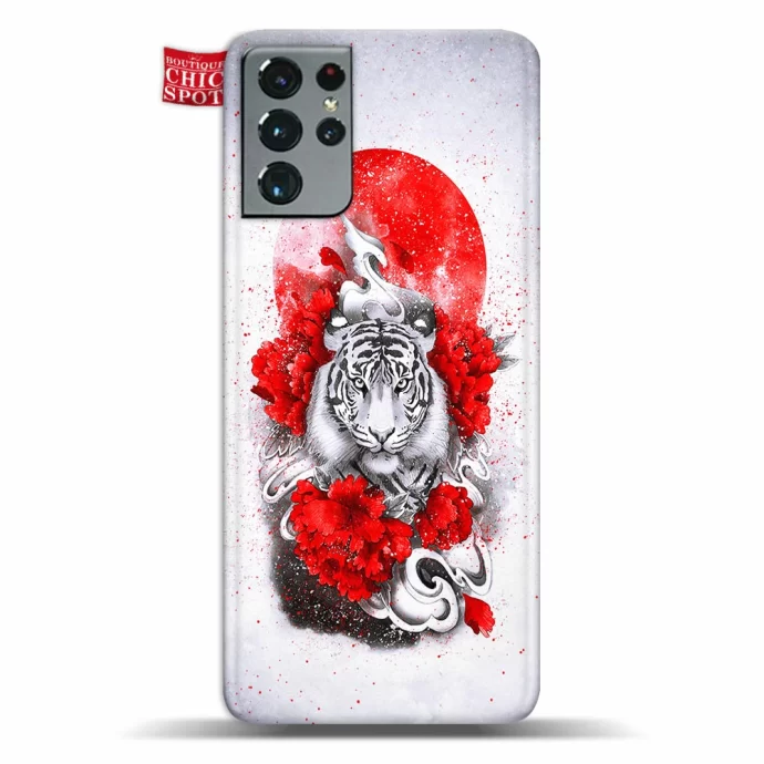 White Tiger Red Sun Phone Case Samsung