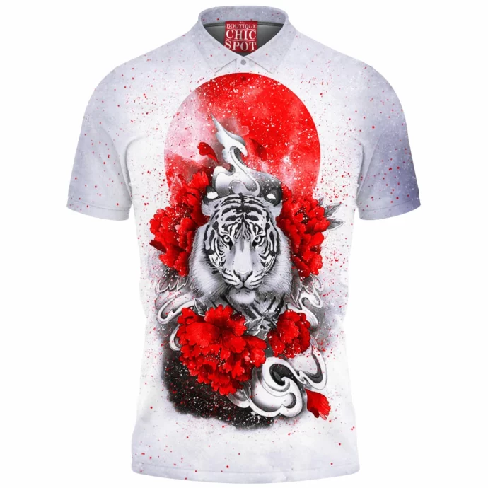 White Tiger Red Sun Polo Shirt