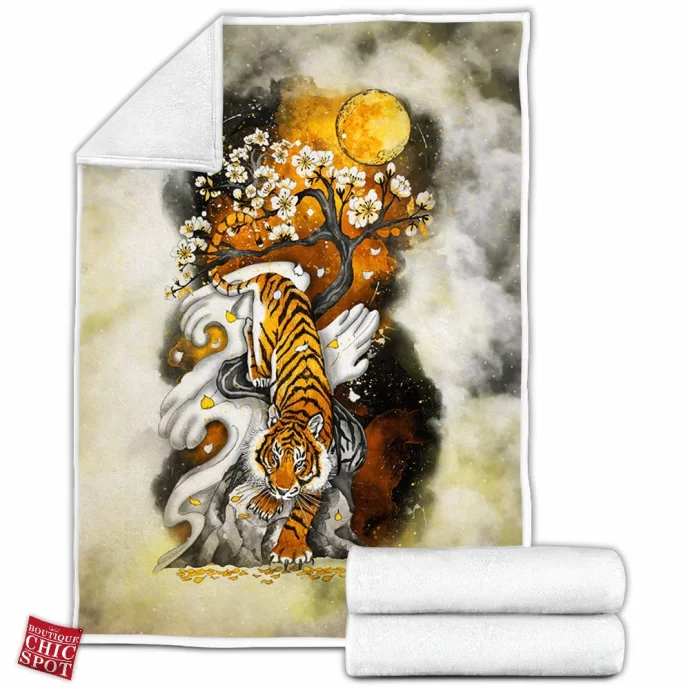 The Tiger the Moon Fleece Blanket