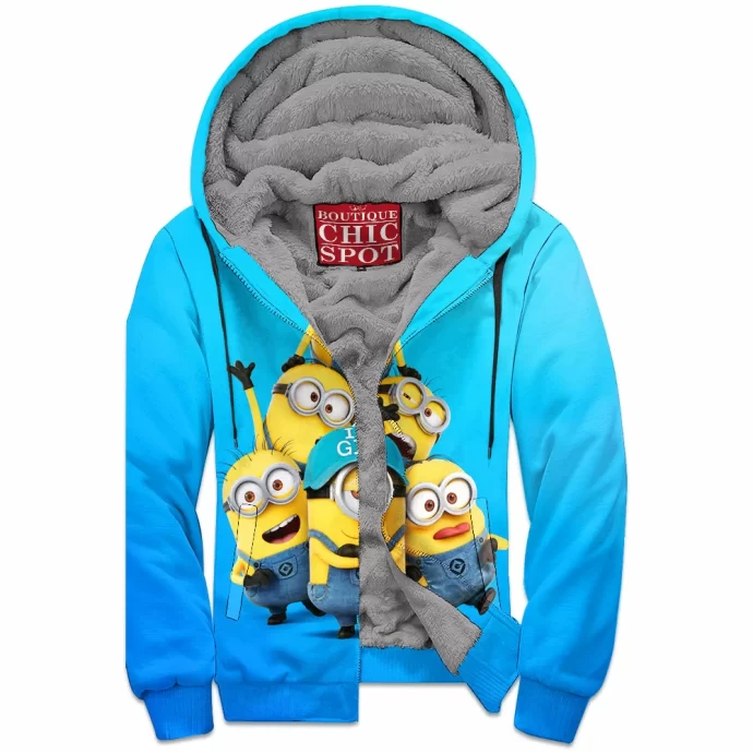 Minion Group Photo Zip Fleece Hoodie