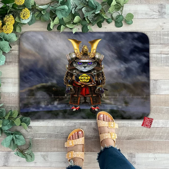 Samurai Evil Cat Doormat