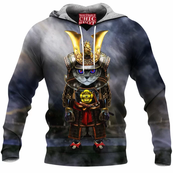 Samurai Evil Cat Fleece Hoodie