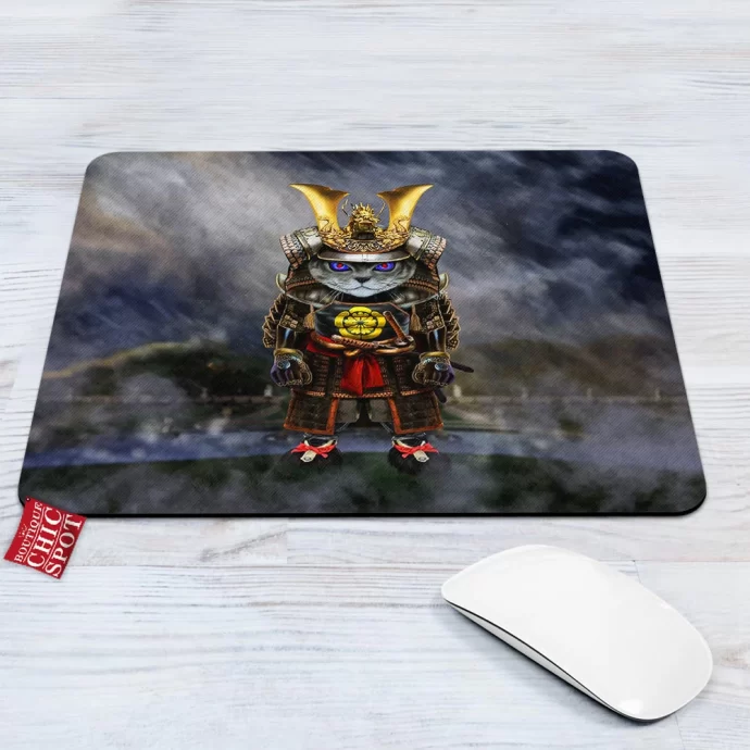 Samurai Evil Cat Mouse Pad