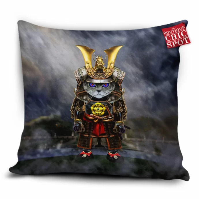 Samurai Evil Cat Pillow Cover