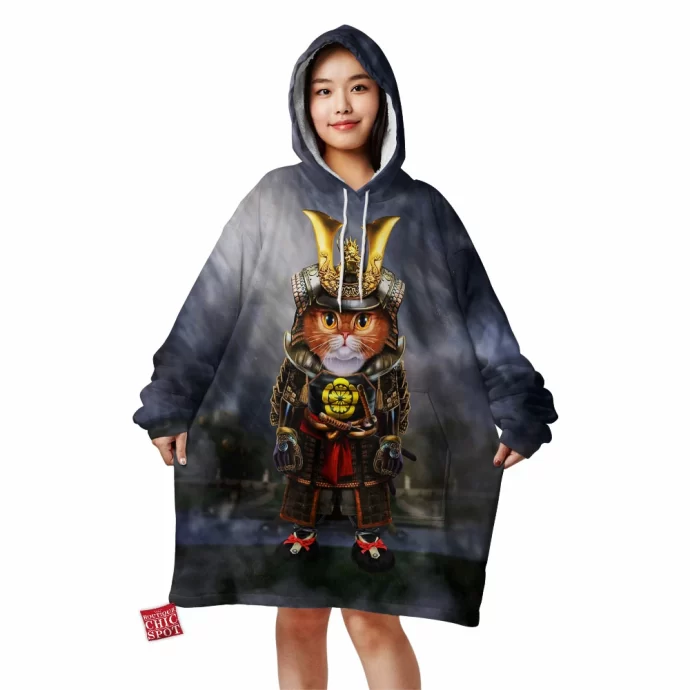 Samurai Cat Blanket Hoodie