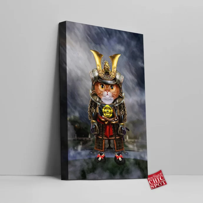 Samurai Cat Canvas Wall Art