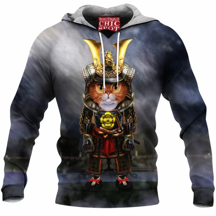 Samurai Cat Fleece Hoodie