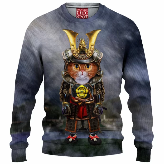 Samurai Cat Knitted Sweater