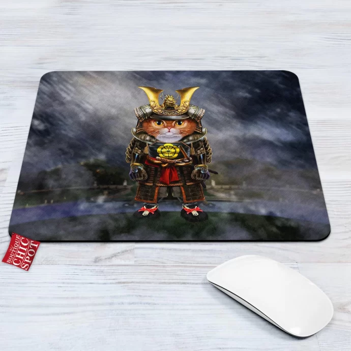 Samurai Cat Mouse Pad