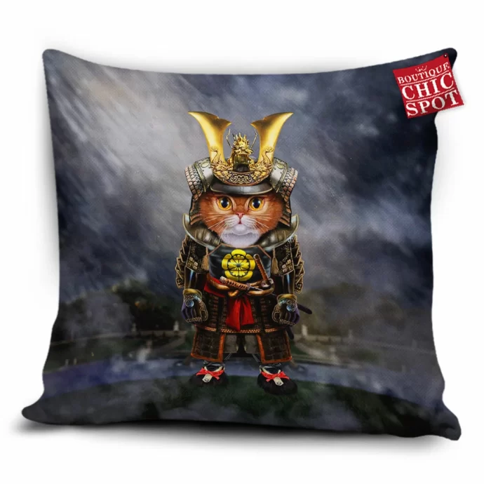 Samurai Cat Pillow Cover