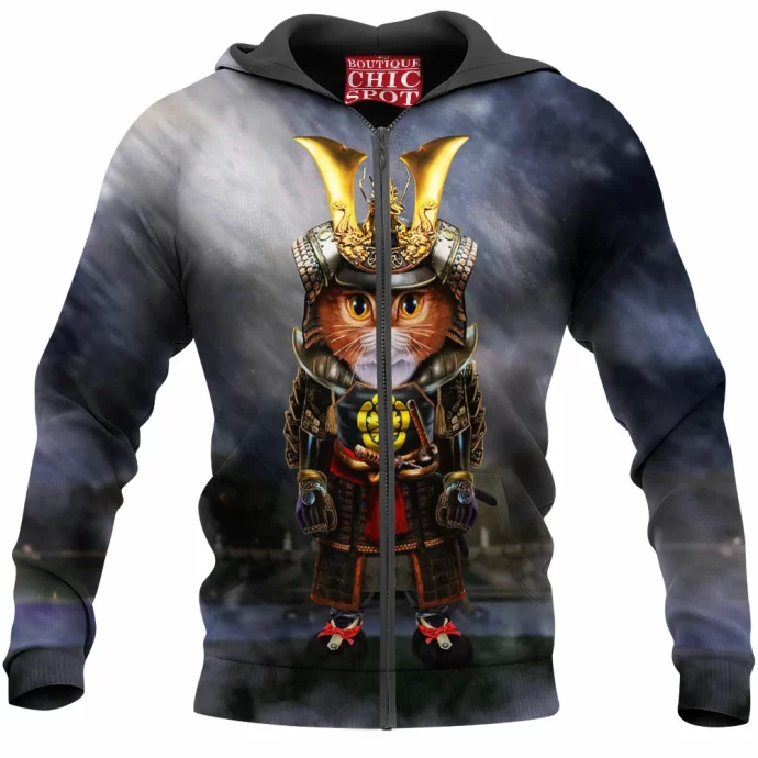 Samurai Cat Zip Hoodie