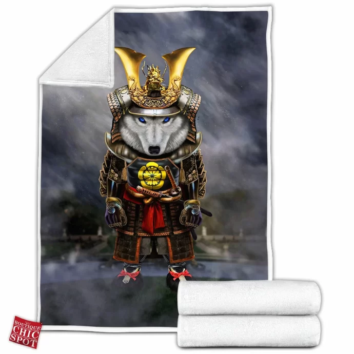 Polar Wolf Samurai Fleece Blanket