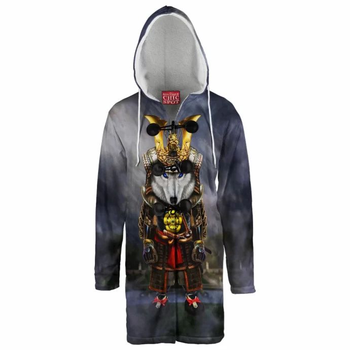 Polar Wolf Samurai Hooded Cloak Coat