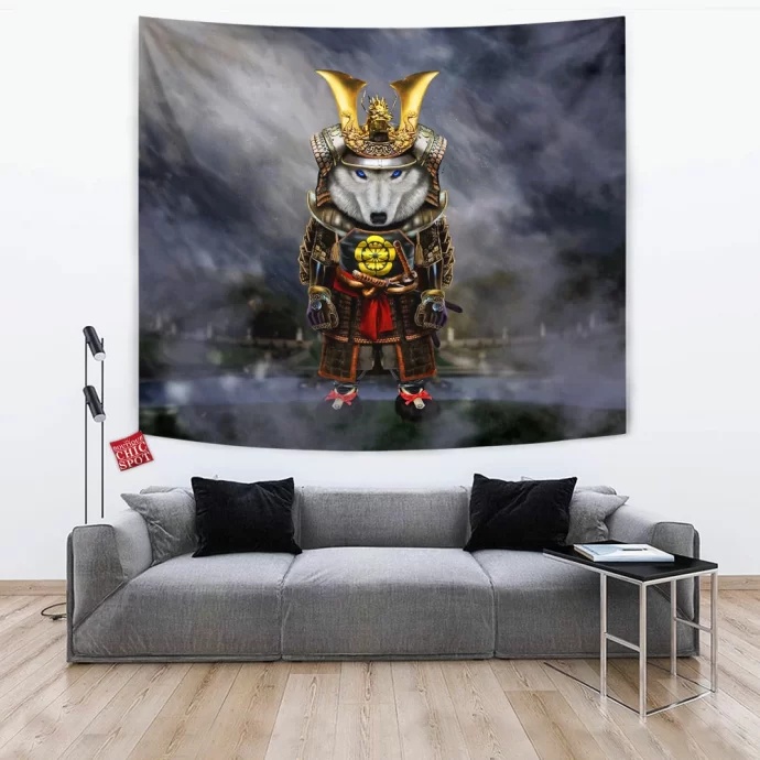 Polar Wolf Samurai Tapestry