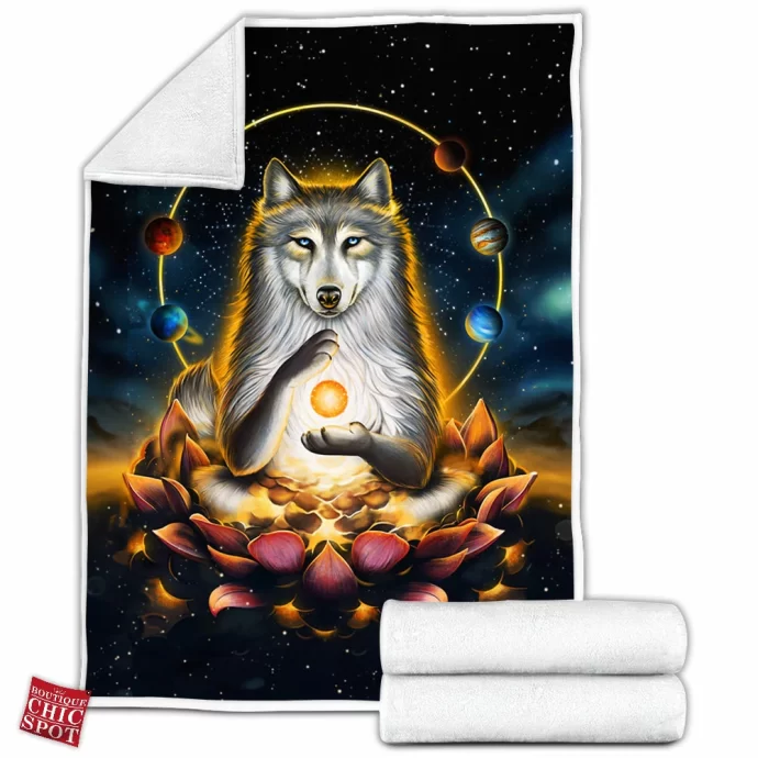 Enlightenment Polar Wolf Fleece Blanket