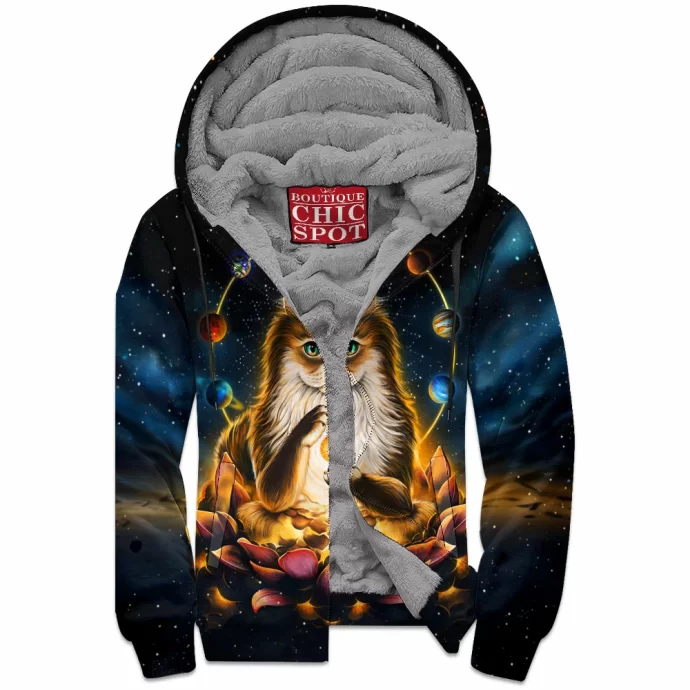 Enlightenment of Cat Zip Fleece Hoodie