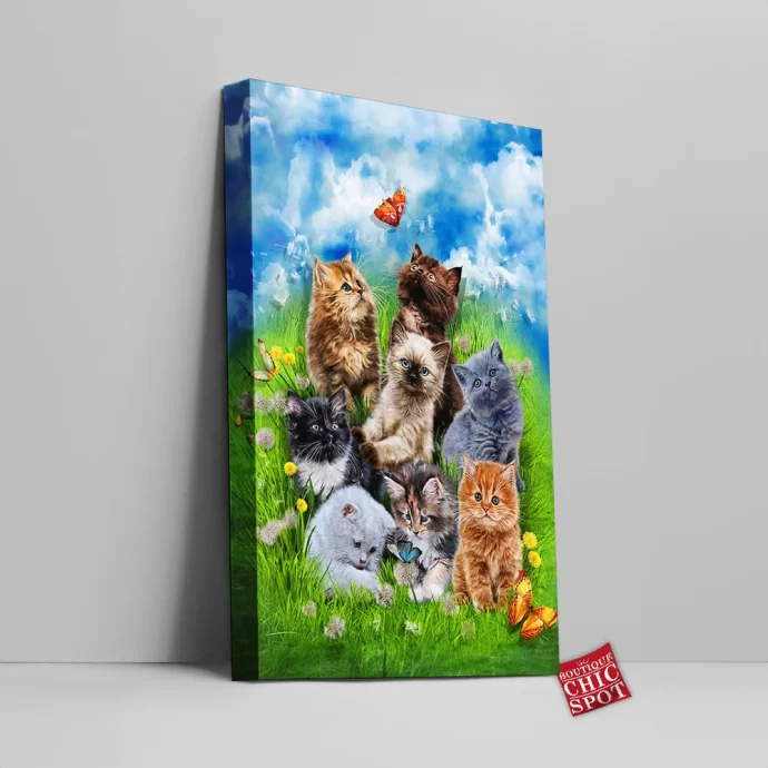 Kitten Playing in Garden Canvas Wall Art