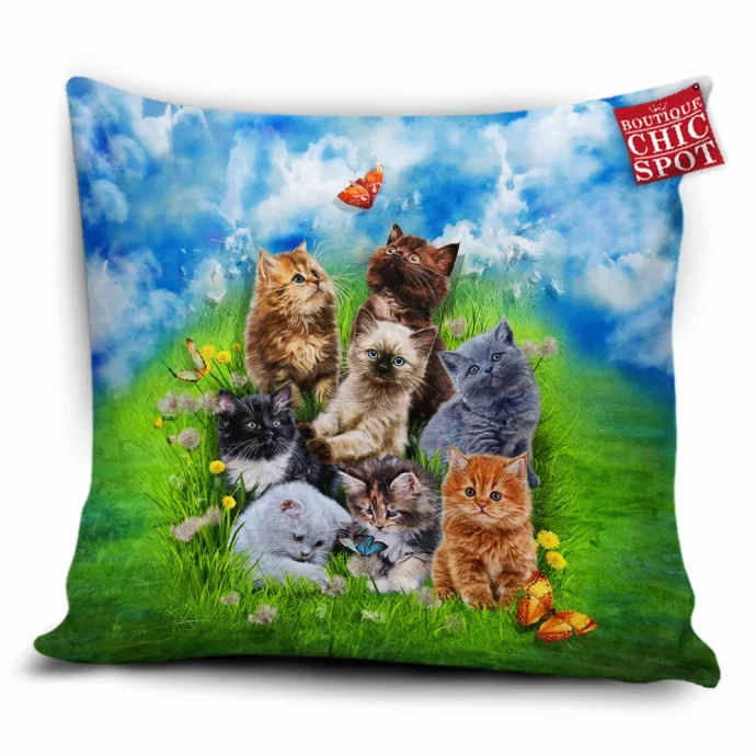 Kitten Playing in Garden Pillow Cover