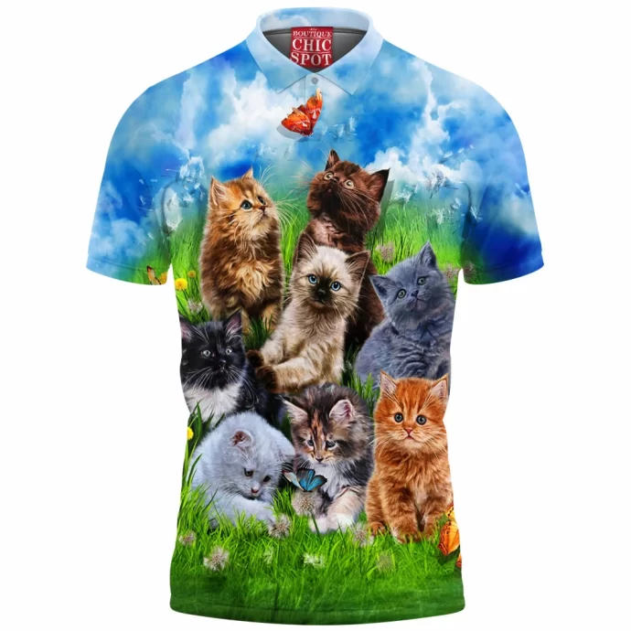 Kitten Playing in Garden Polo Shirt