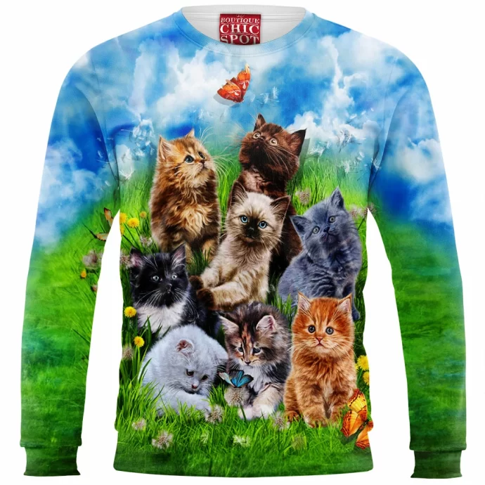 Kitten Playing in Garden Sweatshirt