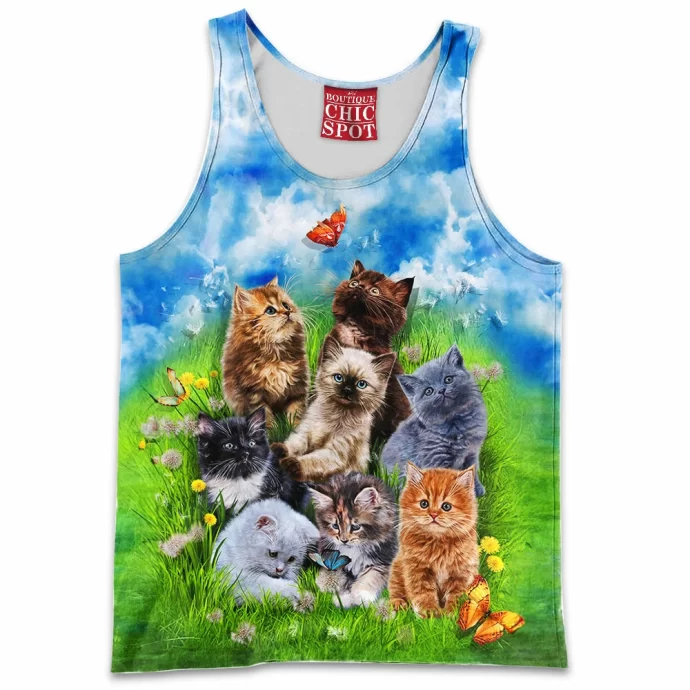 Kitten Playing in Garden Tank Top