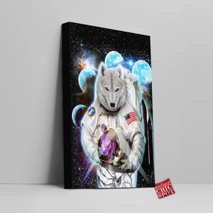 Astronaut Polar Wolf Space Canvas Wall Art