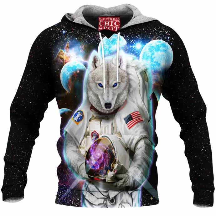 Astronaut Polar Wolf Space Fleece Hoodie