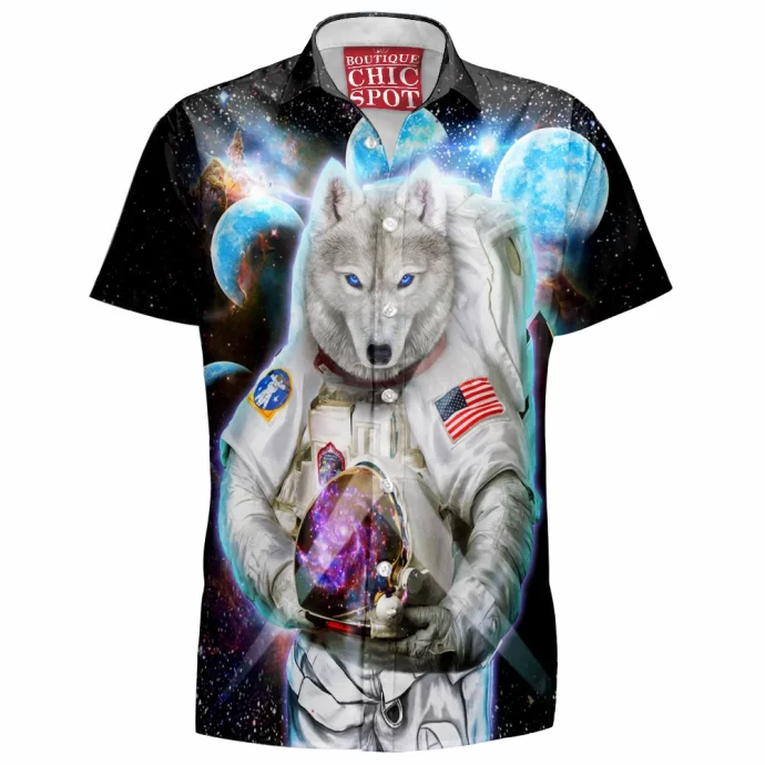 Astronaut Polar Wolf Space Hawaiian Shirt