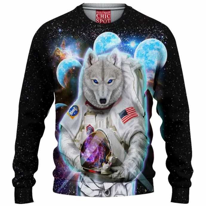 Astronaut Polar Wolf Space Knitted Sweater