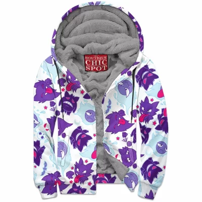 Anime Zip-Fleece-Hoodie, Ghost Pokemon Zip-Fleece-Hoodie