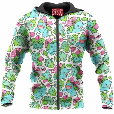 Anime Zip-Hoodie, Bulbasaur Zip-Hoodie, Pokemon Zip-Hoodie