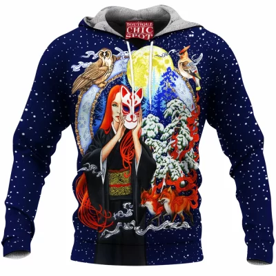 Kitsune Fleece-Hoodie, Fantasy Fleece-Hoodie