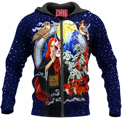 Kitsune Zip-Hoodie, Fantasy Zip-Hoodie